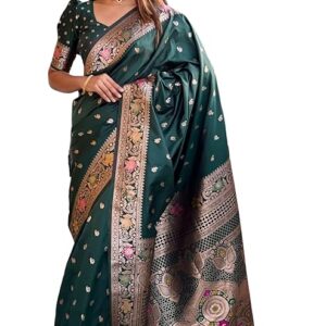 SGF11 Women's Kanjivaram Pure Soft Silk Saree With Unstitched Blouse Piece