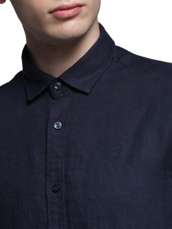 JACK & JONES Men Linen Regular Spread Collar Solid Casual Shirt - Image 5