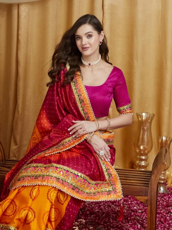arriva fab Women's Soft Pure Chiffon With Colourful Embroidery Heavy Lace Saree With Unstitched Blouse - Image 3
