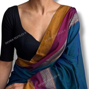 DEVIKA TEXTILES AVANI Border Narayanpeth Pure Handloom Cotton Sarees with Running Blouse Piece For Womens
