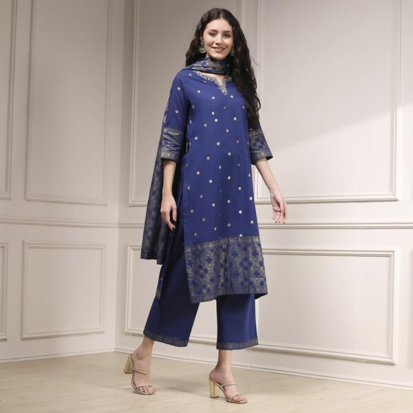 BIBA Women's Cotton Kurta, Bottom, Dupatta - Image 4