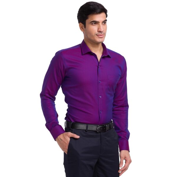 Park Avenue Men's Cotton Slim Fit Violet Formal Shirt - Image 2