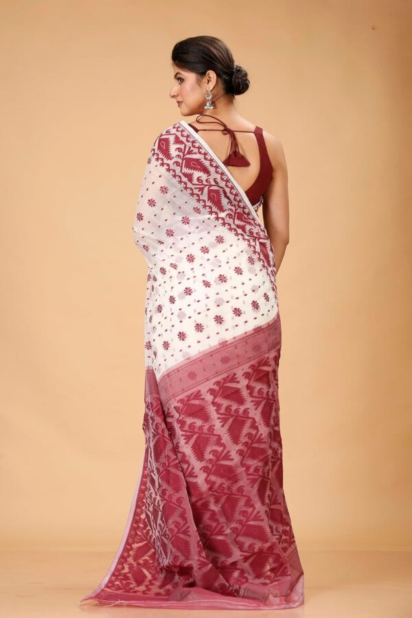 OISHANI SAREE GHOR Women's Traditional Bengal Cotton Silk Soft Jamdani Saree - Beautiful design and Quality - Without Blouse Piece - Image 4