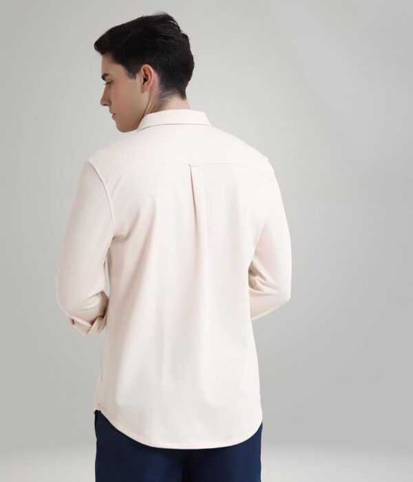 TURMS Water Repellent Men's Knitted Shirt | Anti Stain Anti Odor Cotton Blend | Solid Casual Full Sleeves - Image 3