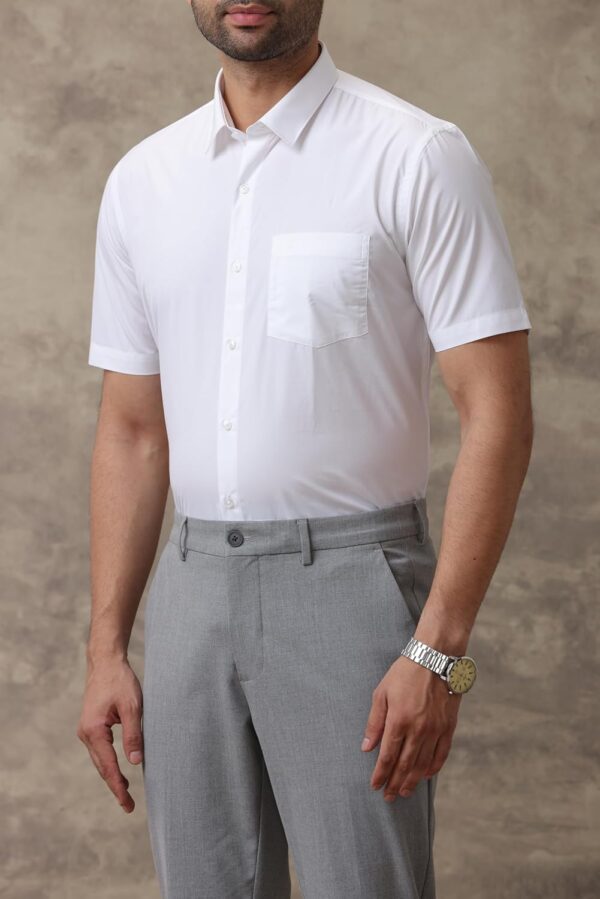 Ramraj Cotton Pack of 2 Solid Half Sleeve Regular fit Regular Collar Trending Formal Shirt for Men - Image 5