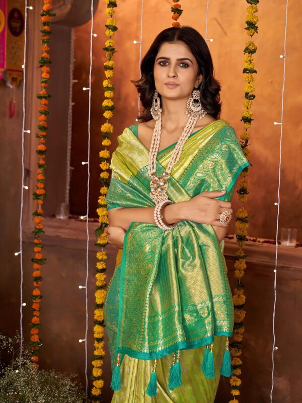 Mehrang Cotton Banarasi Silk Saree for Women With Unstitched Blouse Piece - Image 5