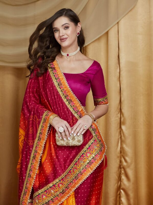 arriva fab Women's Soft Pure Chiffon With Colourful Embroidery Heavy Lace Saree With Unstitched Blouse - Image 2