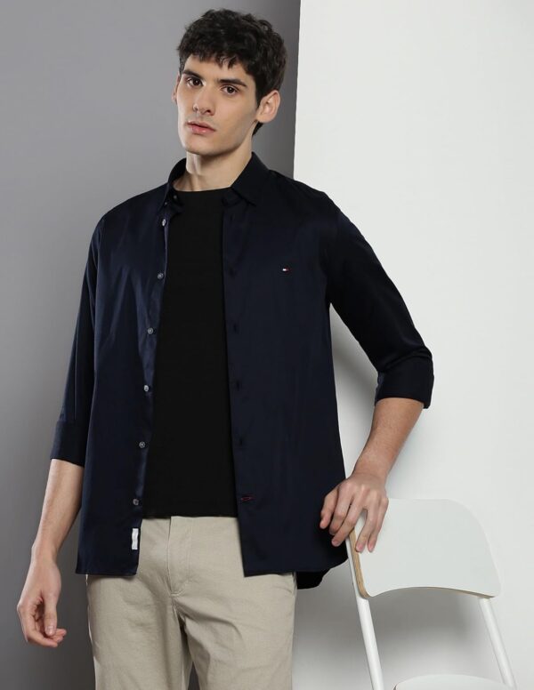 Tommy Hilfiger Men's Cotton Solid Slim Fit Shirt - Image 6