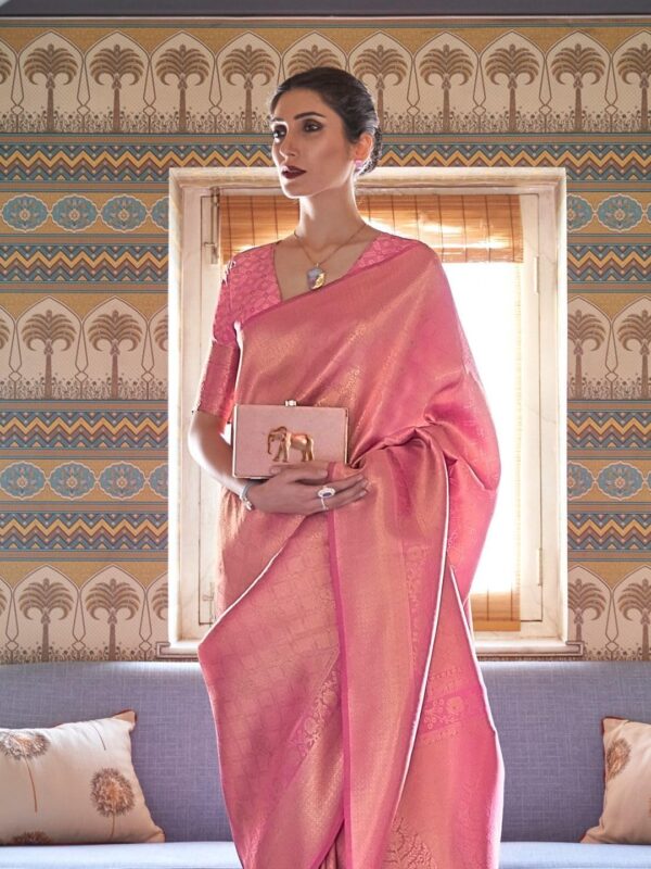 MADHUHANSH Women's kanjivaram banarasi silk saree Zari Woven for festival Wedding silk with rich pallu Design sarees for women with Unstitched blouse piece - Image 5