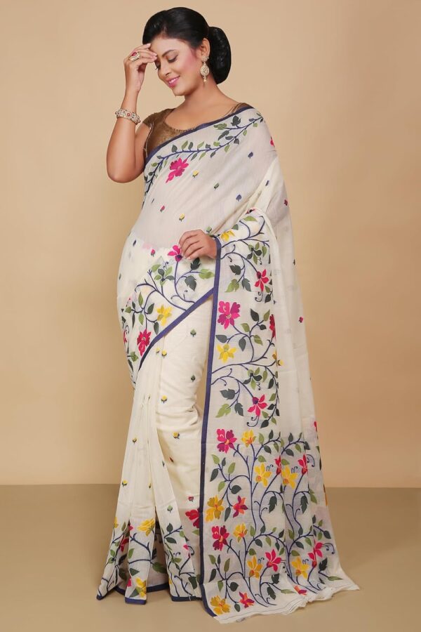 BENGAL HANDLOOM Mina Soft Cotton Jamdani Saree - Image 2
