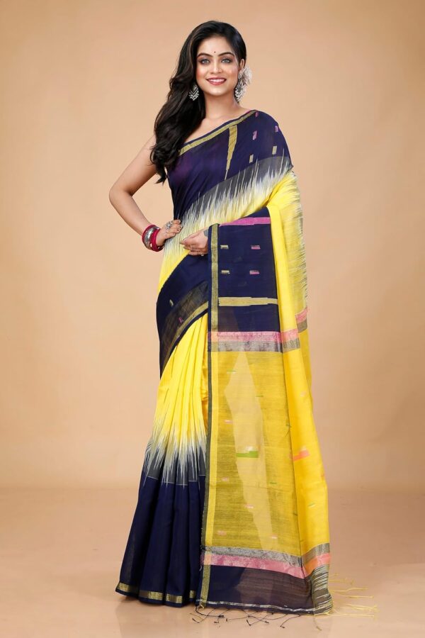 OISHANI SAREE GHOR Women's Traditional Bengal Ikkat Handloom Saree - Image 5