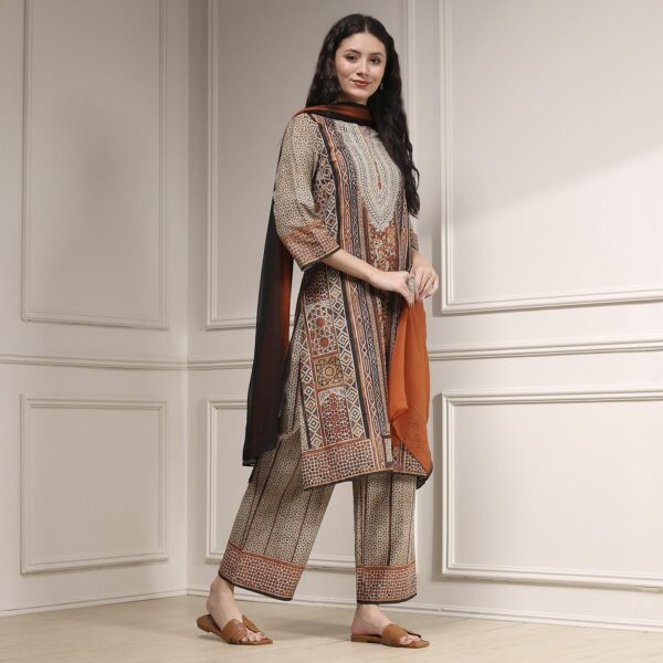 BIBA Women's Cotton Kurta, Bottom, Dupatta - Image 4