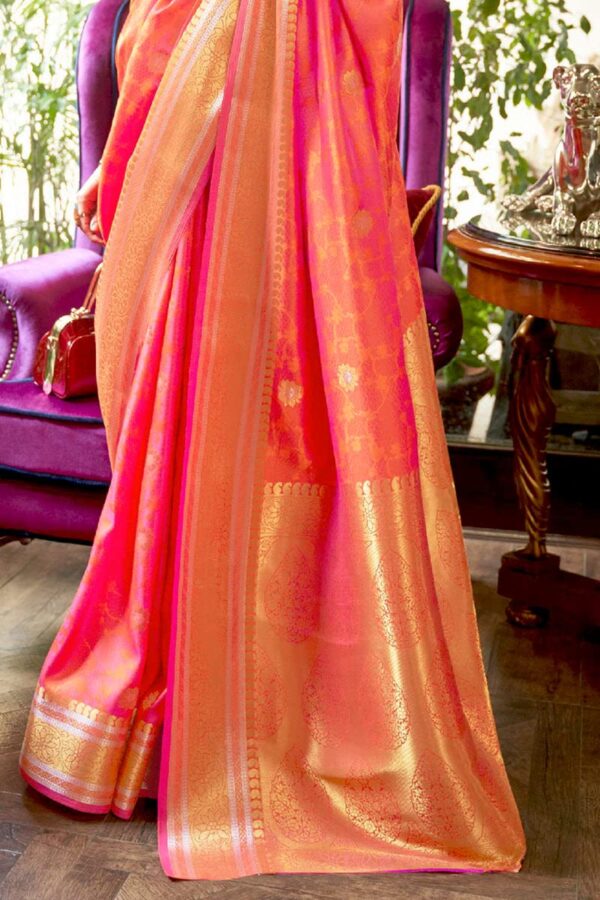 SWORNOF Womens Kanjivaram Silk Saree with Zari Woven Saree With Blouse Piece - Image 2