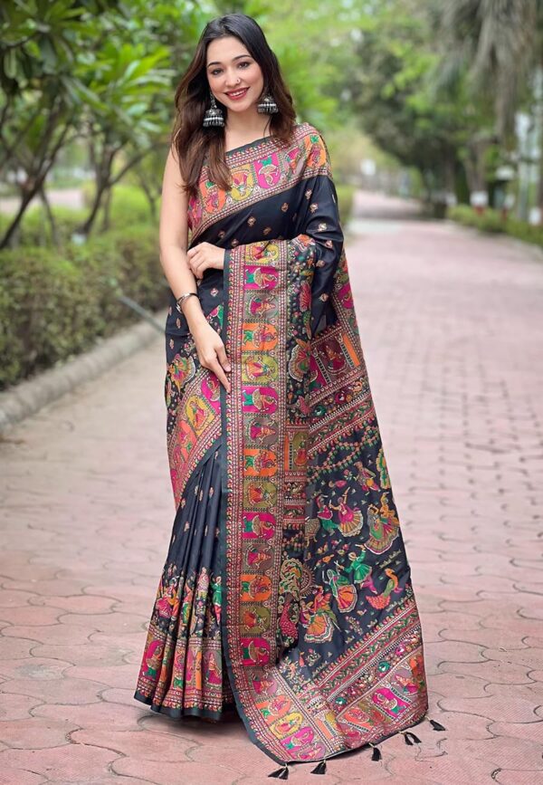 SGF11 Women's Kanjivaram Pure Soft Silk Saree With Unstitched Blouse Piece - Image 2