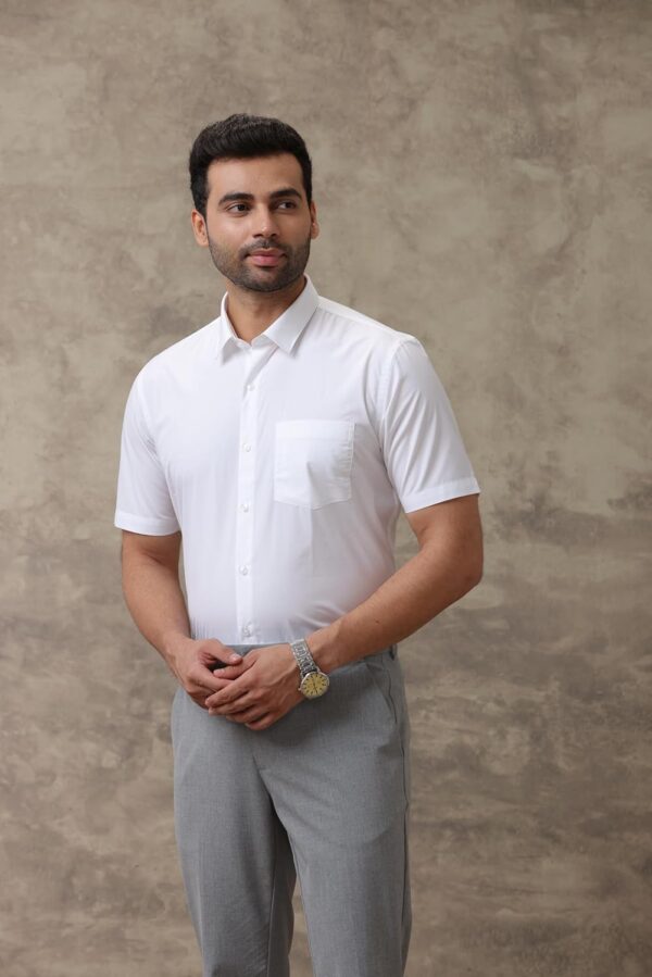 Ramraj Cotton Pack of 2 Solid Half Sleeve Regular fit Regular Collar Trending Formal Shirt for Men - Image 4