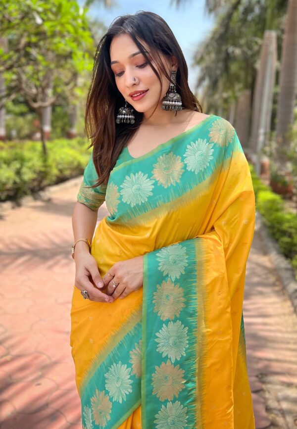 SGF11 Women's Kanjivaram Pure Soft Silk Designer Saree With Blouse Piece - Image 3