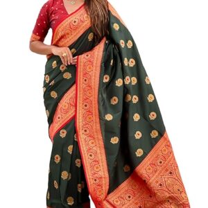 SGF11 Women's Kanjivaram Pure Soft Silk Saree With Unstitched Blouse Piece