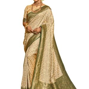 Astita Banarasi Silk Saree with Golden Zari Floral Weaving | Soft Lightweight Traditional Saree for Women | Perfect for Festive Occasions, Gifting & Celebrations