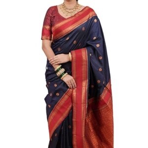 SGF11 Women's Kanjivaram Pure Soft Silk Saree With Unstitched Blouse Piece