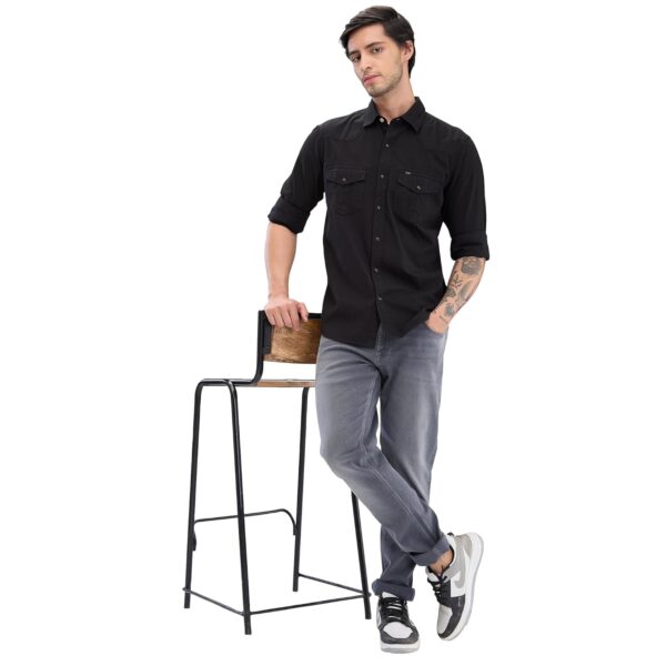 Spykar Men's Cotton Blend Full Sleeve Slim Fit Solid Shirt - Image 2
