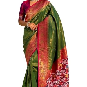 SGF11 Women's Kanjivaram Patola Silk Saree Silk Saree Pure Golden Zari With Blouse Piece