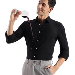 TURMS Water Repellent Men's Knitted Shirt | Anti Stain Anti Odor Cotton Blend | Solid Casual Full Sleeves