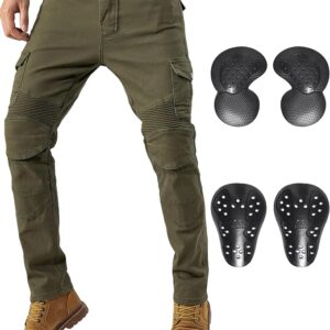 CTBQiTom Motorcycle Pants for Men Motocross Riding Pants Motorbike Riding Denim Jeans with Knee and Hip CE Armor Pads