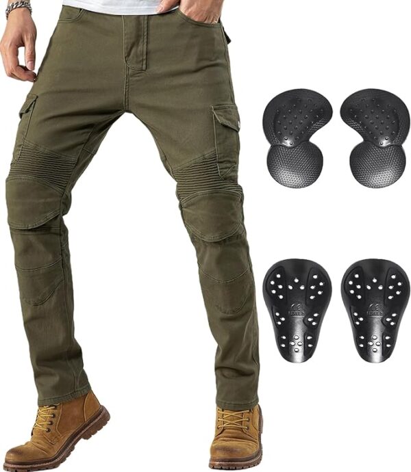 CTBQiTom Motorcycle Pants for Men Motocross Riding Pants Motorbike Riding Denim Jeans with Knee and Hip CE Armor Pads