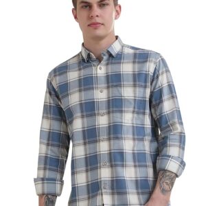 TURMS Anti Stain Men's Checks Shirt | Anti Odor Water Repellent | Cotton Full Sleeves | Available in Plus Sizes, Multiple Colors & Patterns