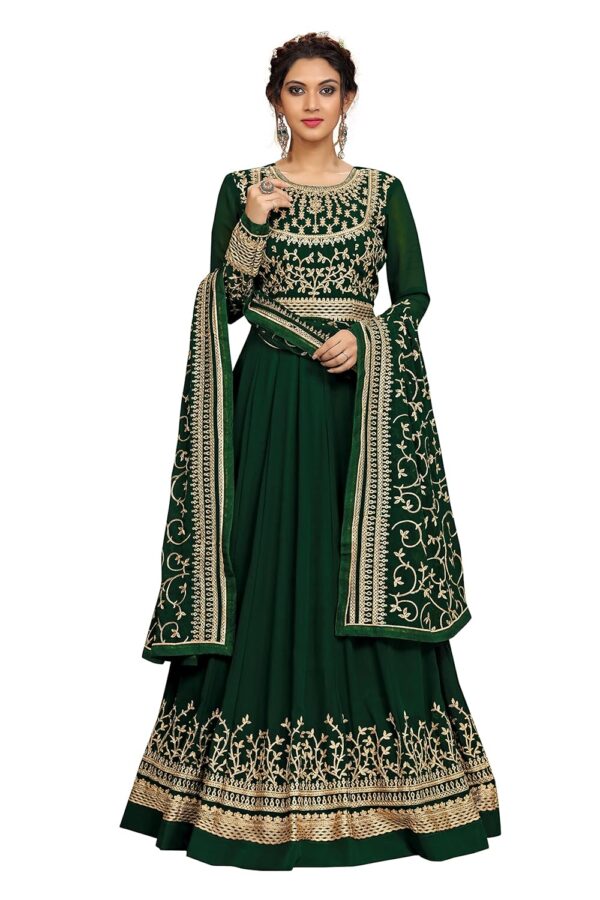 TRENDMALLS Women's Georgette Embroidery Salwar Suit Anarkali Kurta Pant Set with Dupatta - Image 3