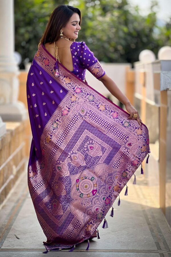 SGF11 Women's Kanjivaram Pure Soft Silk Saree With Unstitched Blouse Piece - Image 4