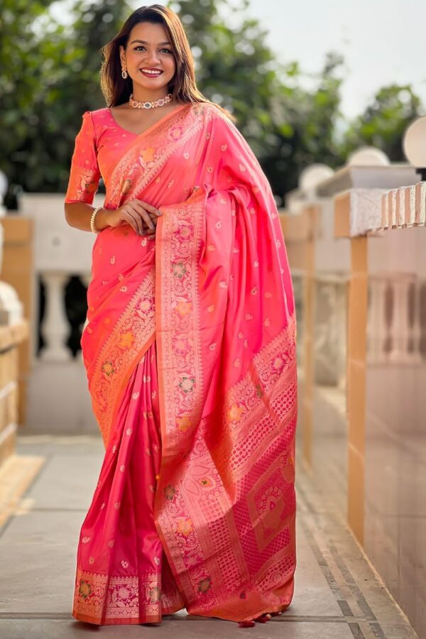 SGF11 Women's Kanjivaram Pure Soft Silk Saree With Unstitched Blouse Piece - Image 2