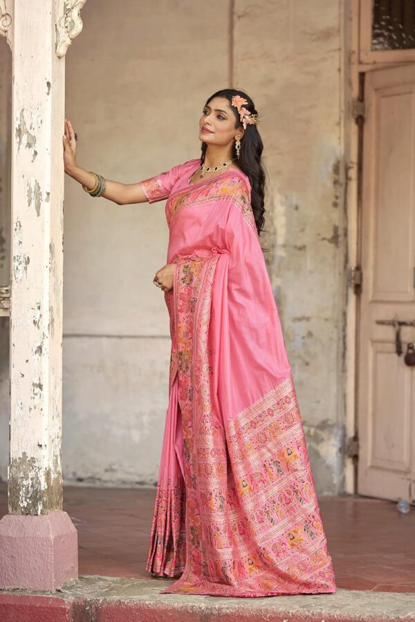 SWORNOF Women's Patola Silk Saree With Unstitched Boluse Piece - Image 4