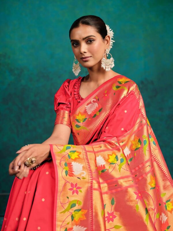 EthnicJunction Women's Pure Silk Paithani Woven Saree With Blouse Piece - Image 2