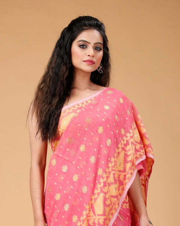 OISHANI SAREE GHOR Women's Traditional Bengal Cotton Silk Soft Jamdani Saree - Beautiful design and Quality - Without Blouse Piece - Image 6