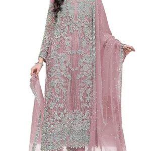 RUDRAPRAYAG Organza Embroidered Semi Stitched Anarkali Suit For Women