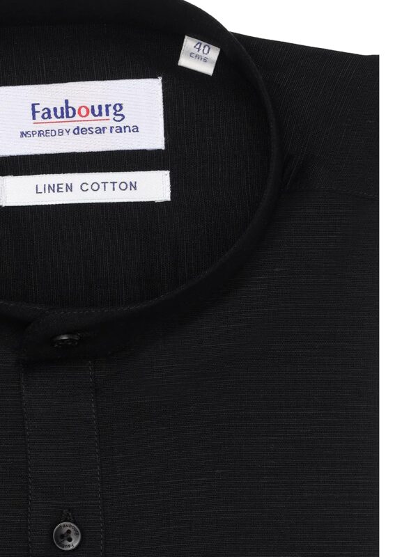 Faubourg Mens Linen Cotton Mandarin Chinese Collar Formal Shirt - Image 2