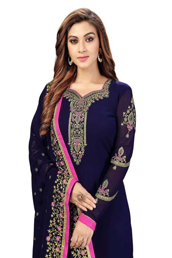 TRENDMALLS Women's Georgette Embroidery Salwar Suit Set Kurta Pant with Dupatta - Image 5