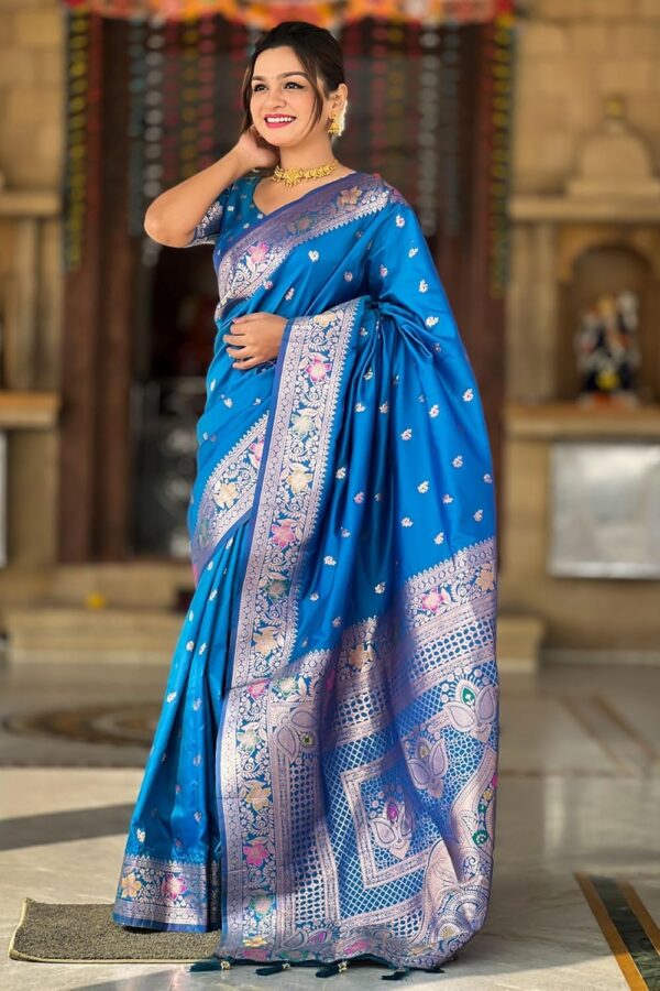 SGF11 Women's Kanjivaram Pure Soft Silk Saree With Unstitched Blouse Piece - Image 6