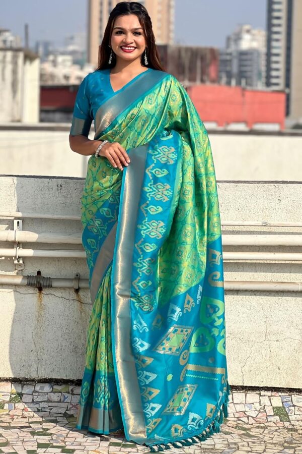 SGF11 Women's Kanjivaram Patola Soft Pure Silk Sarees With Unstitched Blouse Piece - Image 2