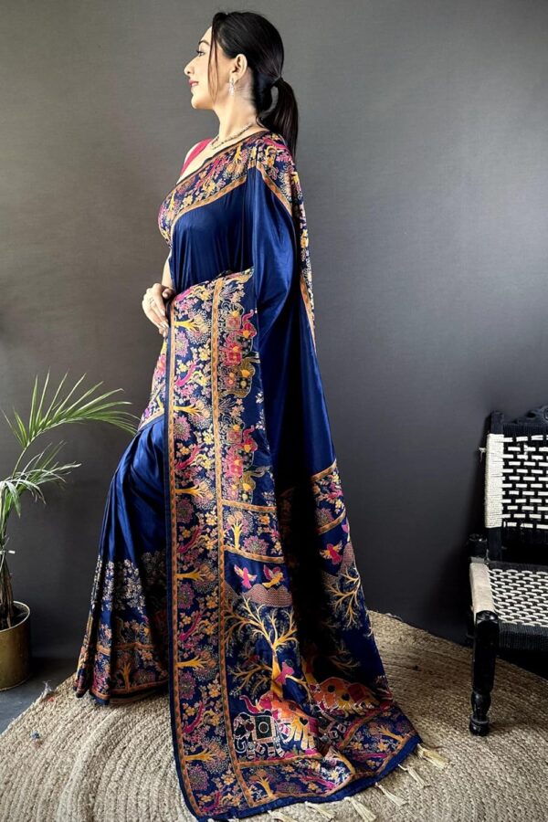 SGF11 Women's Kanjivaram Pure Soft Silk Saree With Unstitched Blouse Piece - Image 5