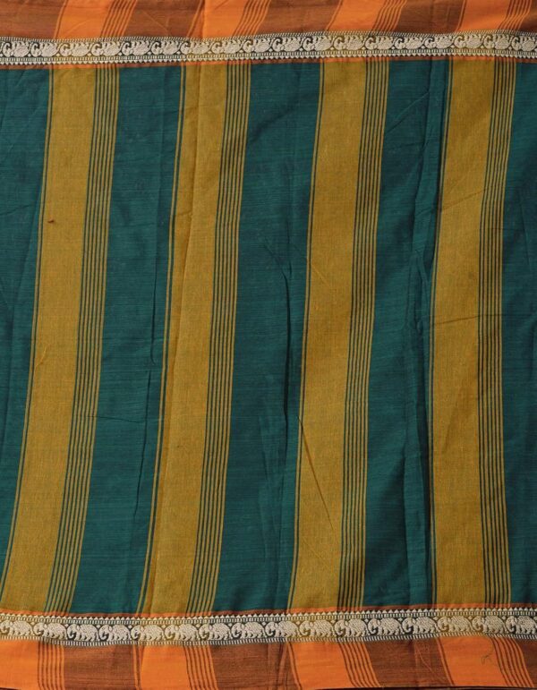 UNNATI SILKS Women Pure Handloom Narayanpet Cotton Saree with blouse piece and Tassels from the Weavers of Andhra Pradesh(UNM33759+Green+free size) - Image 3