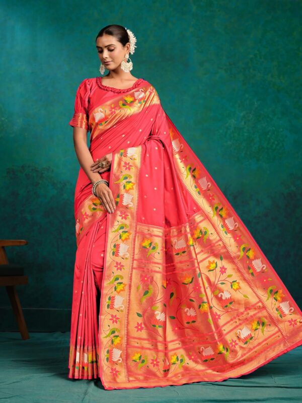 EthnicJunction Women's Pure Silk Paithani Woven Saree With Blouse Piece - Image 4