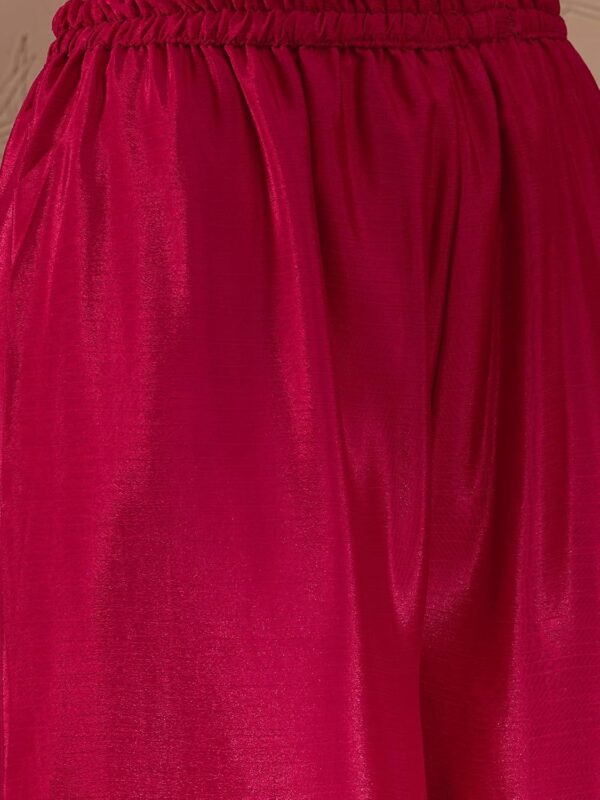 Miss Ethnik Women's Pink Chinon Stitched Top with Bottom and Dupatta - Full Sleeve Embroidered Flared Top - Image 6