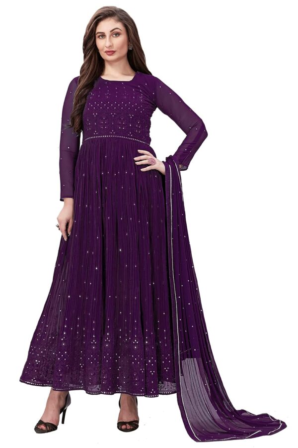 TRENDMALLS Women's Georgette Embroidery Salwar Suit Anarkali Kurta Set with Dupatta - Image 3