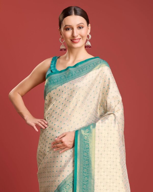 Monjolika Fashion Women's Kanjivaram Silk Mesmerizing Saree for Every Celebrations Comes With Unstitched Blouse Piece - Image 5