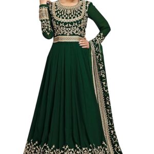 TRENDMALLS Women's Georgette Embroidery Salwar Suit Anarkali Kurta Pant Set with Dupatta