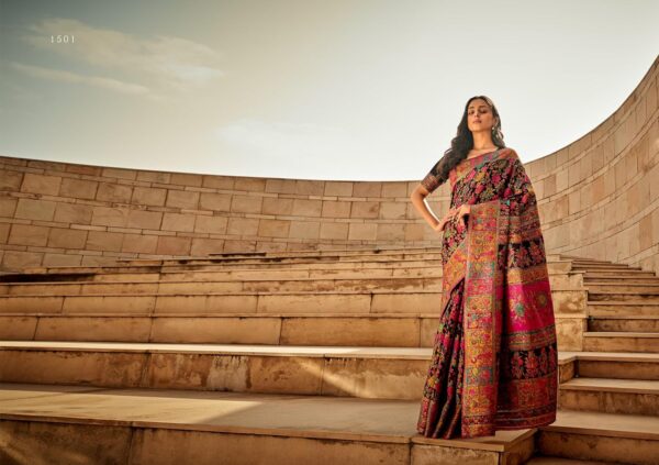 MADHUHANSH Kashmiri Cotton Patola Saree for Women | Cotton Saree | Sarees with Unstitched Blouse | Saree with Blouse Piece | Soft and Skin Friendly - Image 3