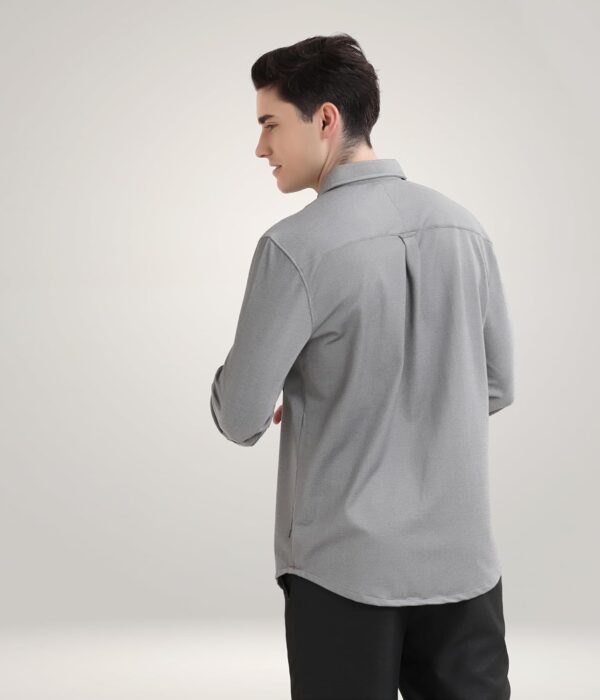 TURMS Water Repellent Men's Knitted Shirt | Anti Stain Anti Odor Cotton Blend | Solid Casual Full Sleeves - Image 4