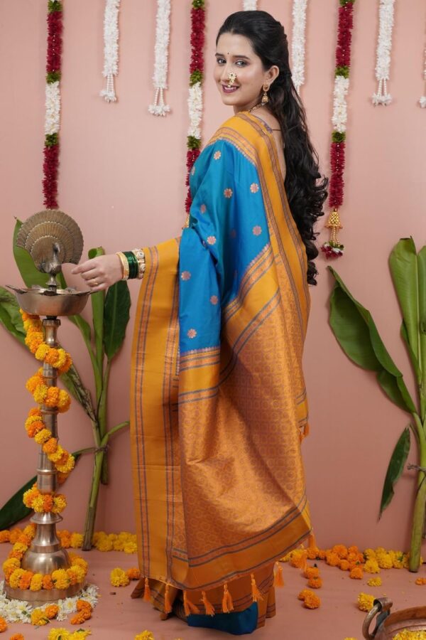 SGF11 Women's Kanjivaram Pure Soft Silk Saree With Unstitched Blouse Piece - Image 6